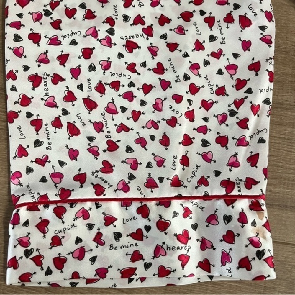 Vintage Kathryn Short Robe‎ Women M Satin Cupid Hearts Love Red White Valentines - Picture 5 of 13